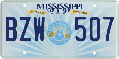 MS license plate BZW507