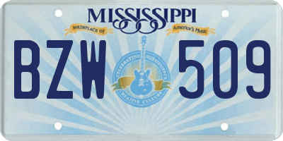 MS license plate BZW509