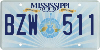MS license plate BZW511