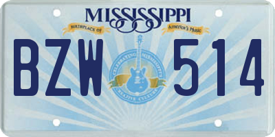 MS license plate BZW514