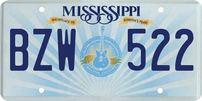 MS license plate BZW522