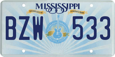 MS license plate BZW533