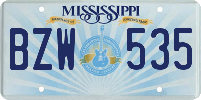 MS license plate BZW535