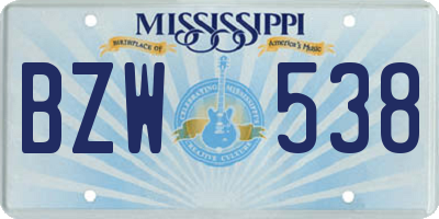 MS license plate BZW538