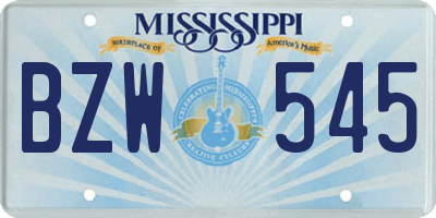 MS license plate BZW545