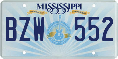 MS license plate BZW552