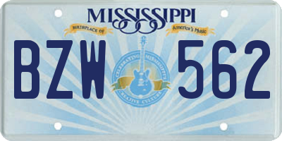 MS license plate BZW562