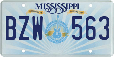 MS license plate BZW563