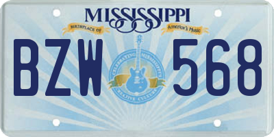 MS license plate BZW568