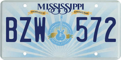 MS license plate BZW572