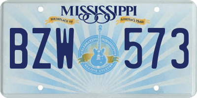 MS license plate BZW573