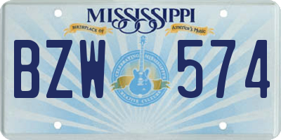 MS license plate BZW574