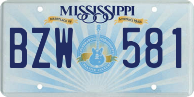 MS license plate BZW581