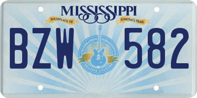 MS license plate BZW582