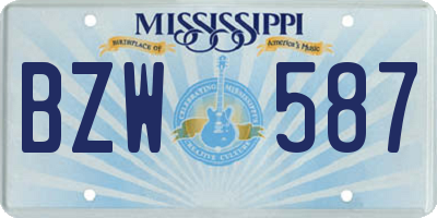 MS license plate BZW587