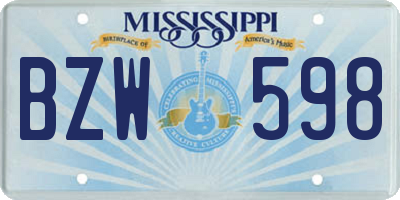 MS license plate BZW598