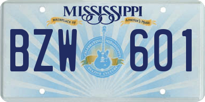 MS license plate BZW601