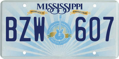 MS license plate BZW607