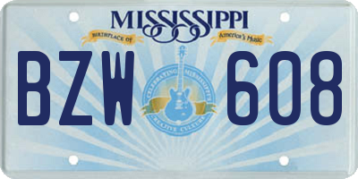 MS license plate BZW608