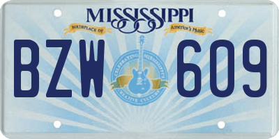 MS license plate BZW609