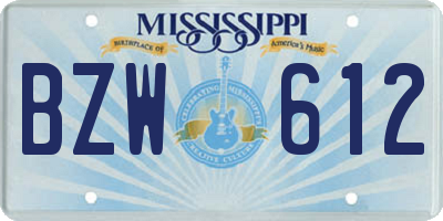 MS license plate BZW612