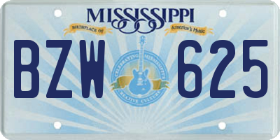 MS license plate BZW625