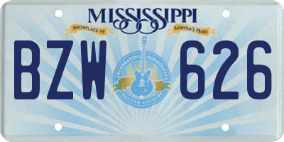 MS license plate BZW626