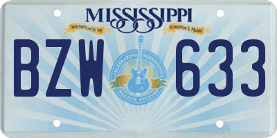 MS license plate BZW633