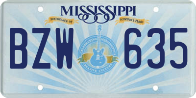 MS license plate BZW635