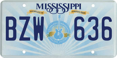 MS license plate BZW636