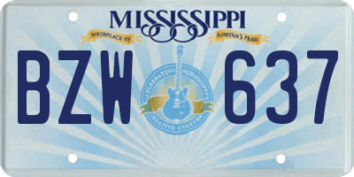 MS license plate BZW637