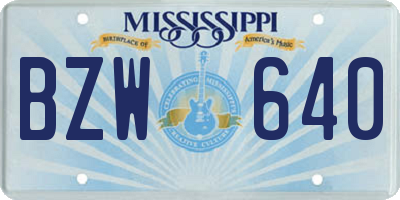 MS license plate BZW640