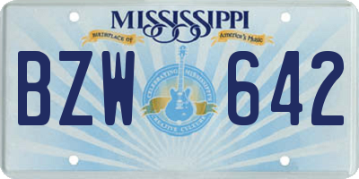 MS license plate BZW642