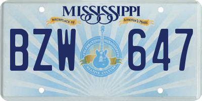 MS license plate BZW647