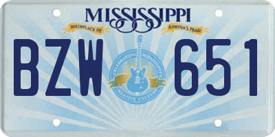 MS license plate BZW651
