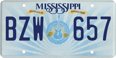 MS license plate BZW657