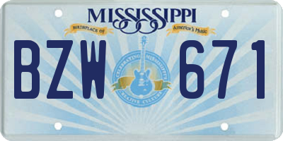 MS license plate BZW671