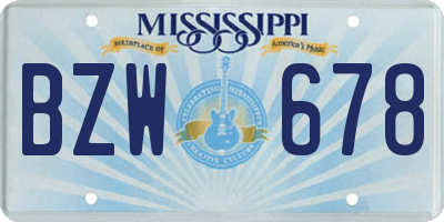MS license plate BZW678