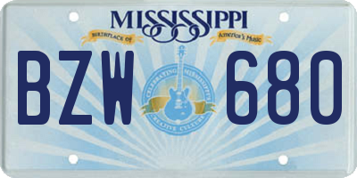 MS license plate BZW680