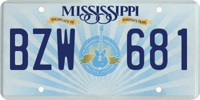 MS license plate BZW681
