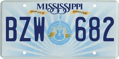MS license plate BZW682