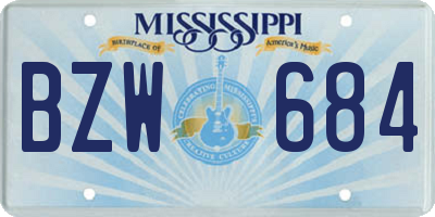 MS license plate BZW684