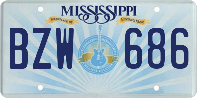 MS license plate BZW686