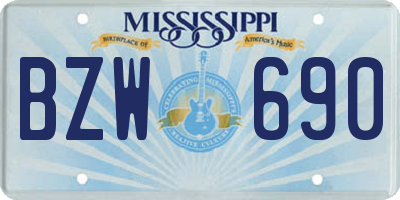 MS license plate BZW690