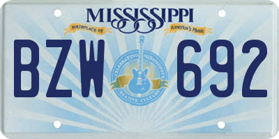 MS license plate BZW692