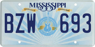 MS license plate BZW693
