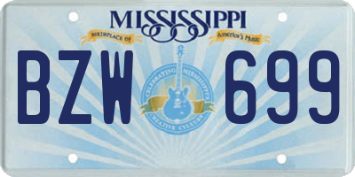 MS license plate BZW699