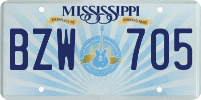 MS license plate BZW705
