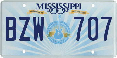 MS license plate BZW707