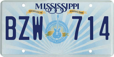 MS license plate BZW714